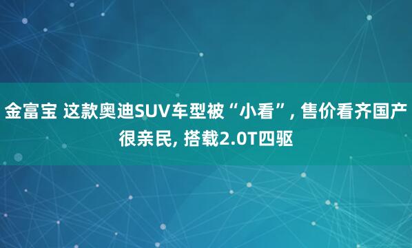 金富宝 这款奥迪SUV车型被“小看”, 售价看齐国产很亲民, 搭载2.0T四驱