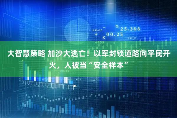 大智慧策略 加沙大逃亡！以军封锁道路向平民开火，人被当“安全样本”
